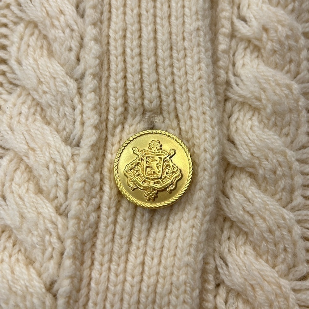 J.Crew Ruffleneck Cable Cardigan Sweater XXL White Cream BV351 Gold Buttons NWT - Picture 9 of 13